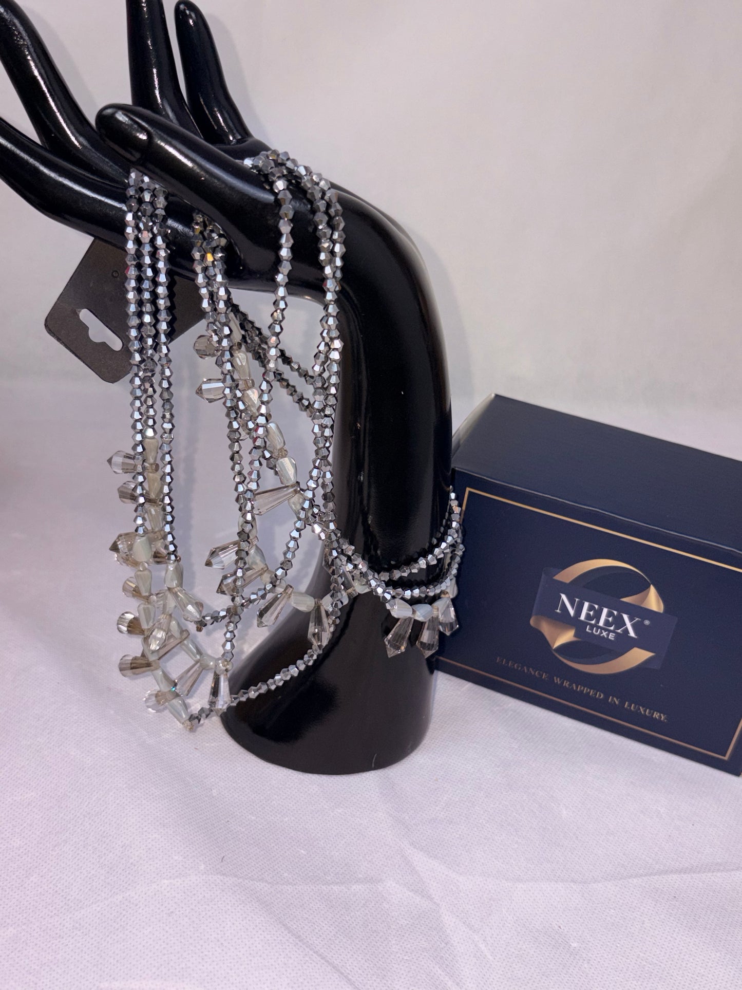 Multi-Layer Crystal Beaded Statement Necklace – Elegant Evening Jewelry