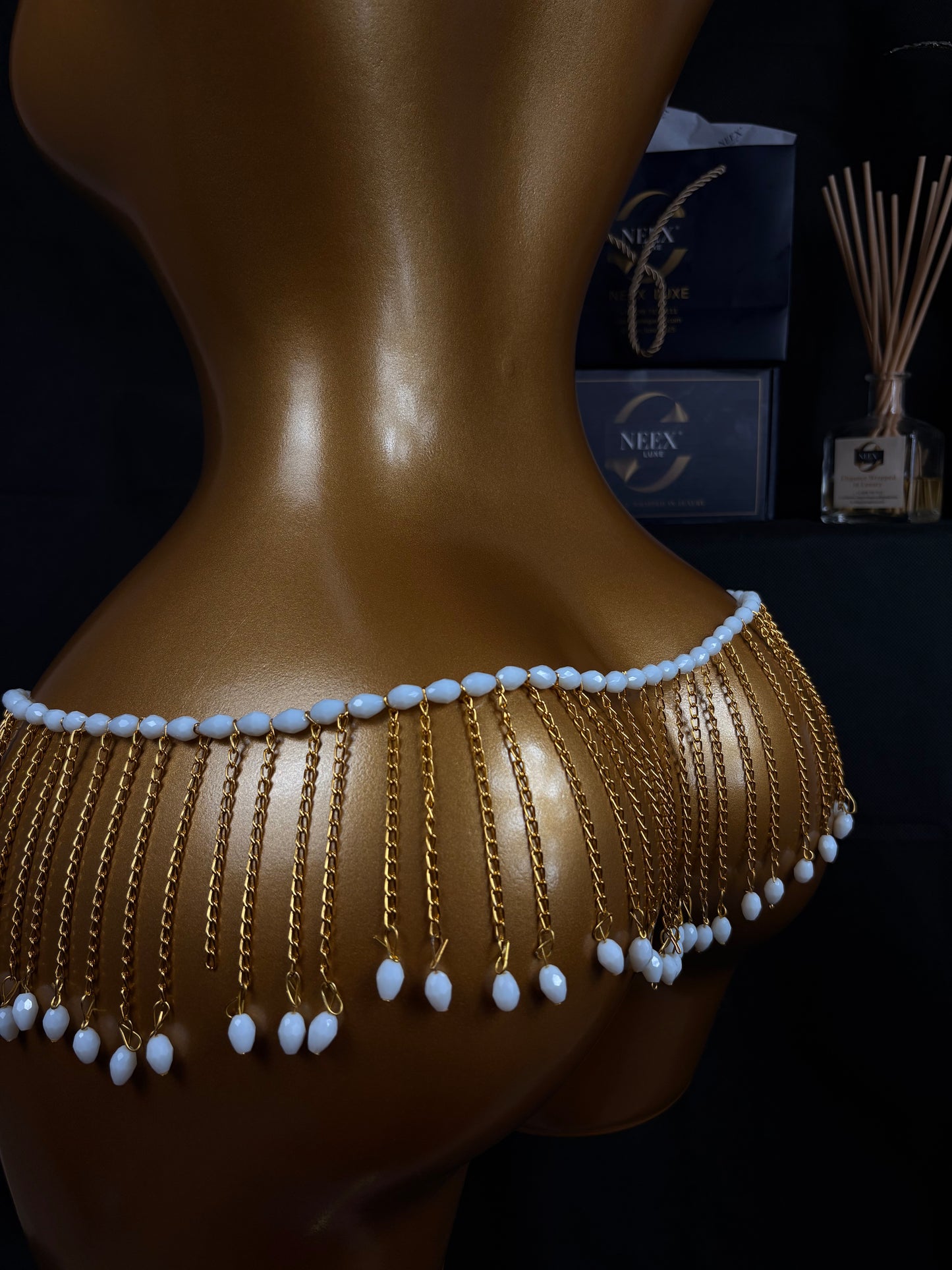 ✨ NEEX LUXE Mini Chain Baya Waist Beads – Statement Short Style